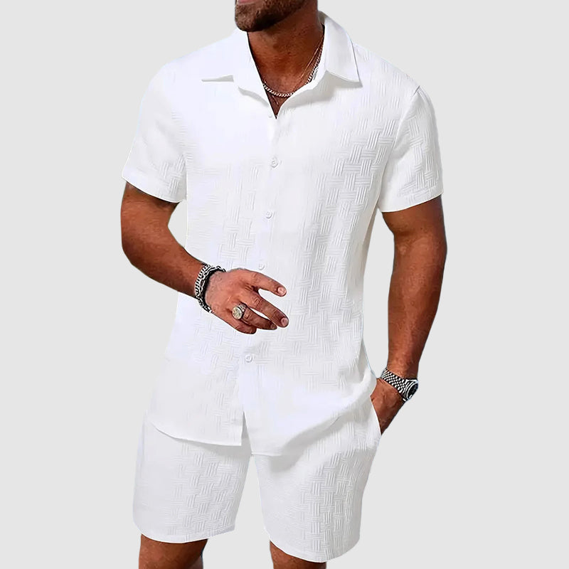 Aldous | Men's Short Sleeve Button Down Shirt & Shorts Set
