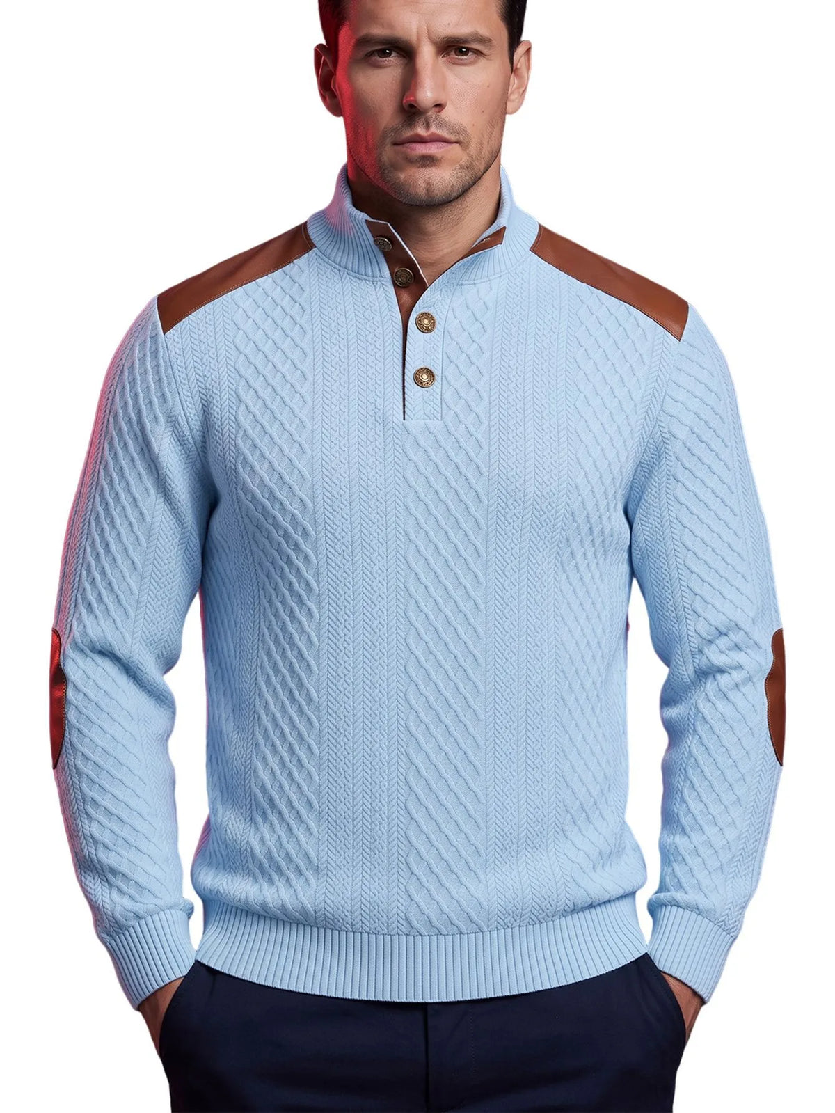 Darnell | Men's Cable Knit Sweater with Elbow Patches