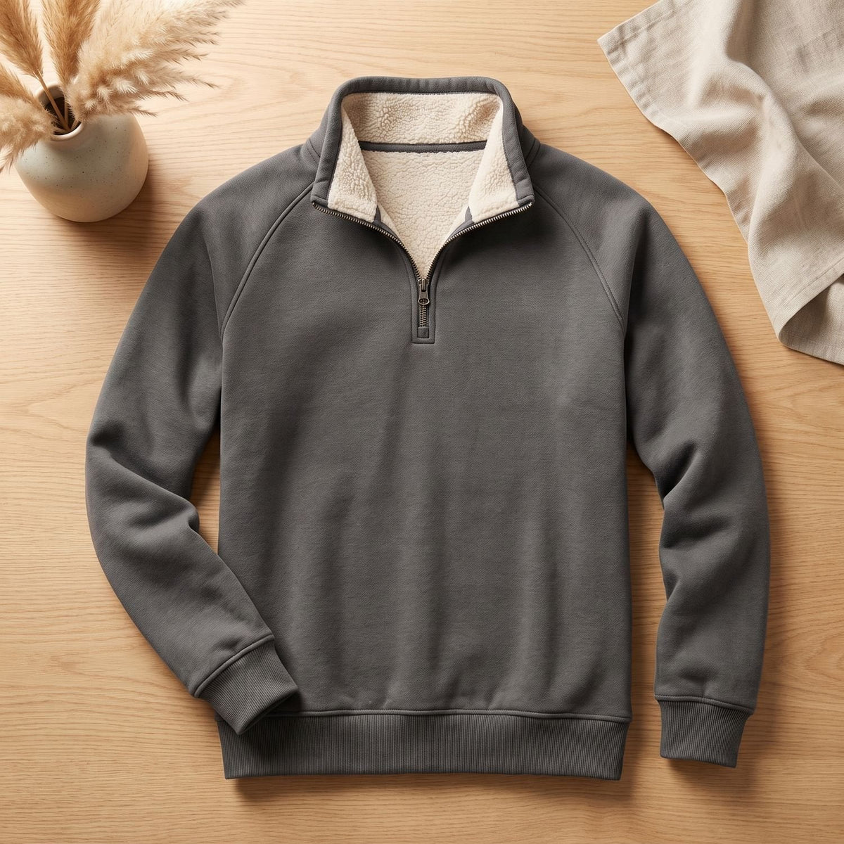 Dravick | Men's Quarter-Zip Fleece-Lined Pullover Sweater