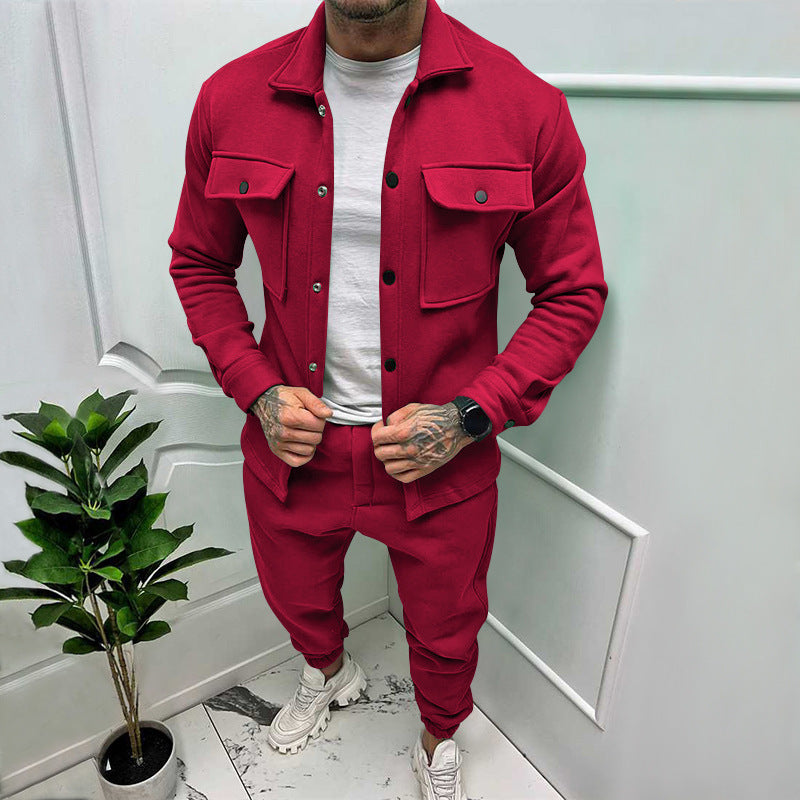 Drevon | Men's 2 Piece Button-Up Tracksuit Set