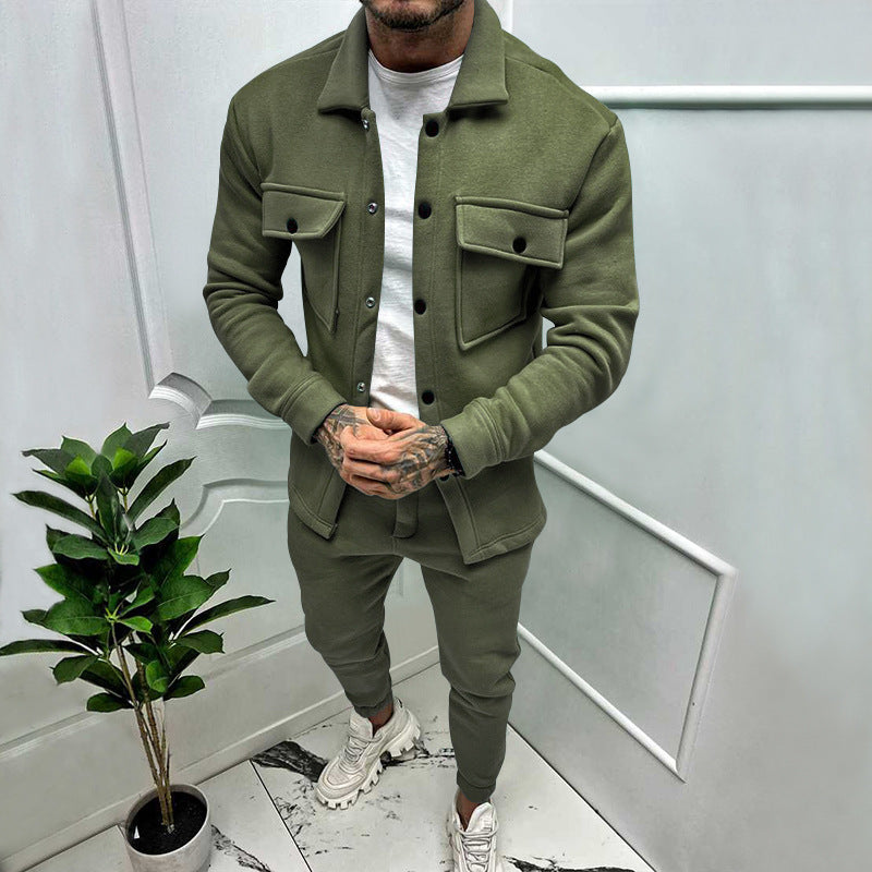 Drevon | Men's 2 Piece Button-Up Tracksuit Set