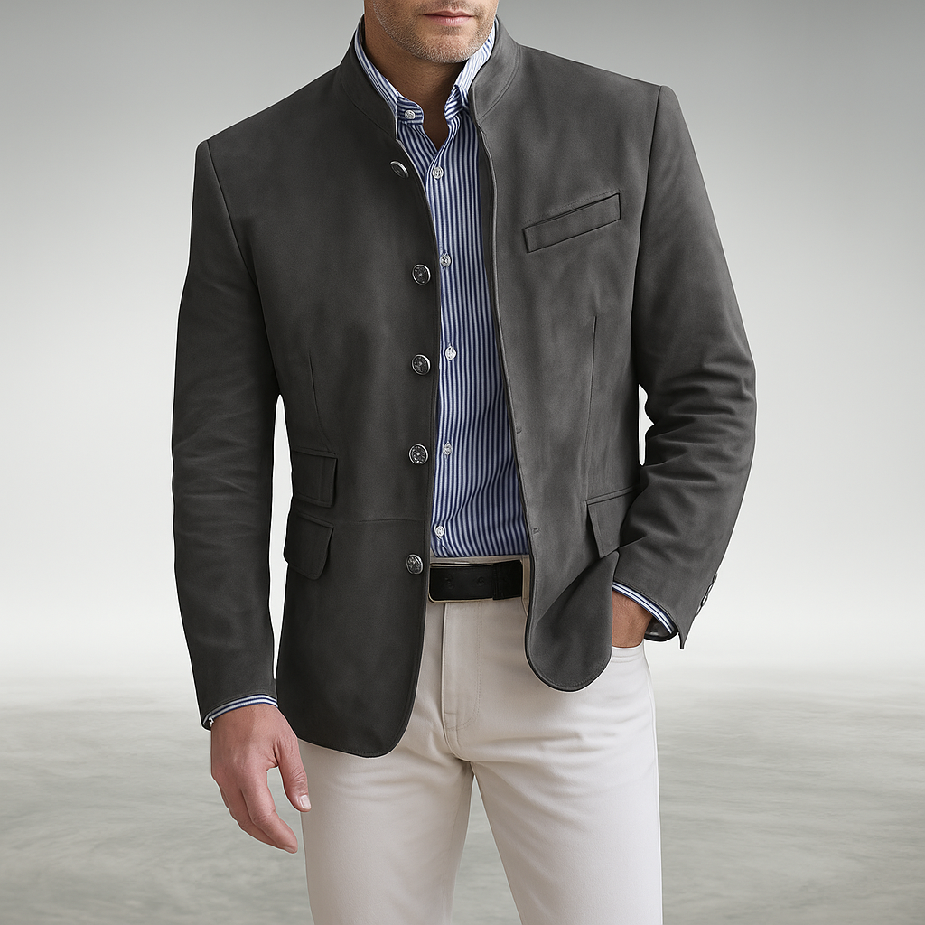 Halvorn | Men's Cardigan Blazer Mandarin Collar