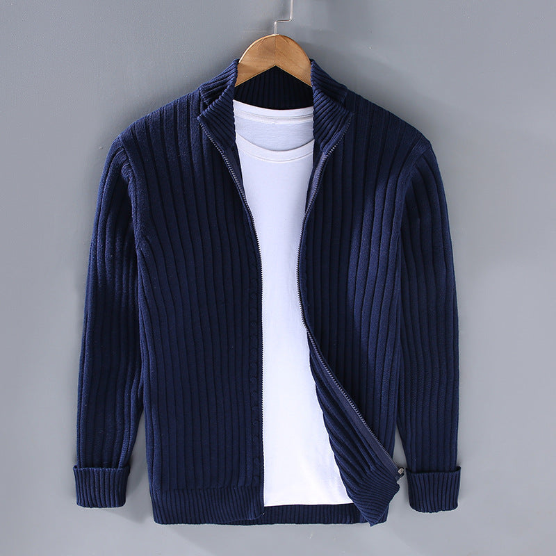 Lennox | Men's Zip-Up Ribbed Knit Cardigan