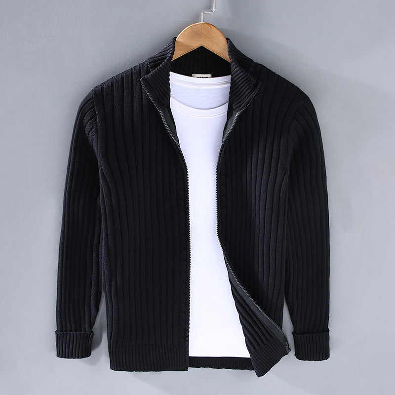 Lennox | Men's Zip-Up Ribbed Knit Cardigan