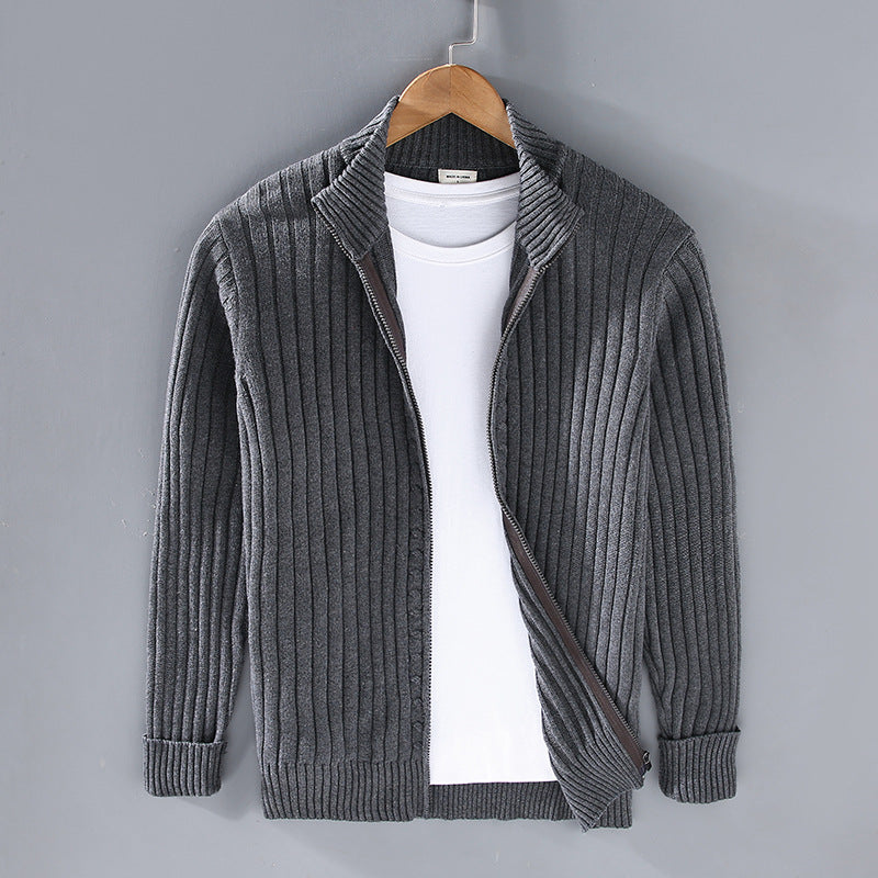 Lennox | Men's Zip-Up Ribbed Knit Cardigan