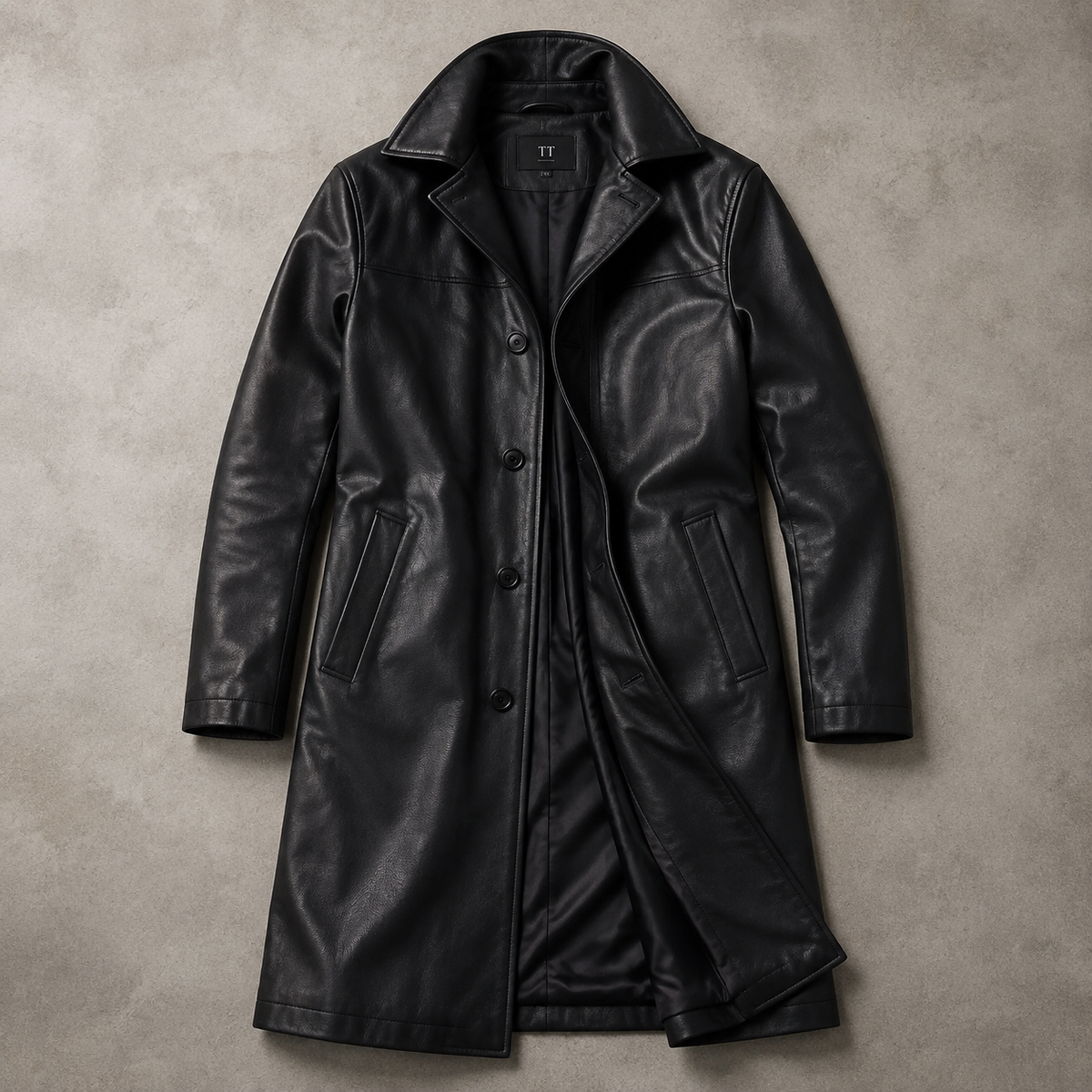 Valdron | Men's Winter Coat Long Leather Trench