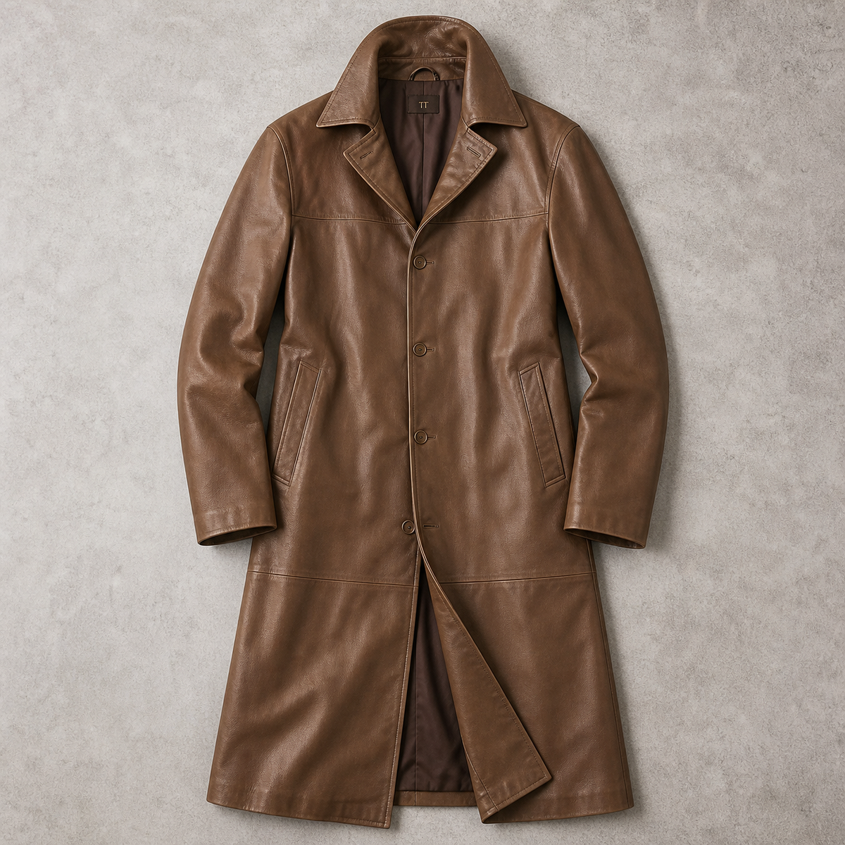 Valdron | Men's Winter Coat Long Leather Trench