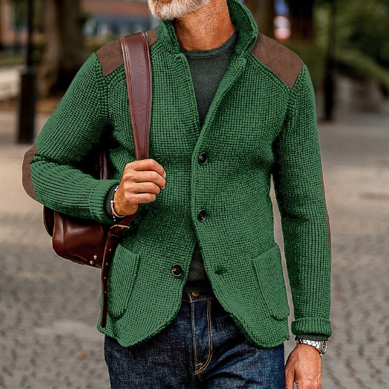 Warwick | Men's Knit Cardigan with Elbow Patches