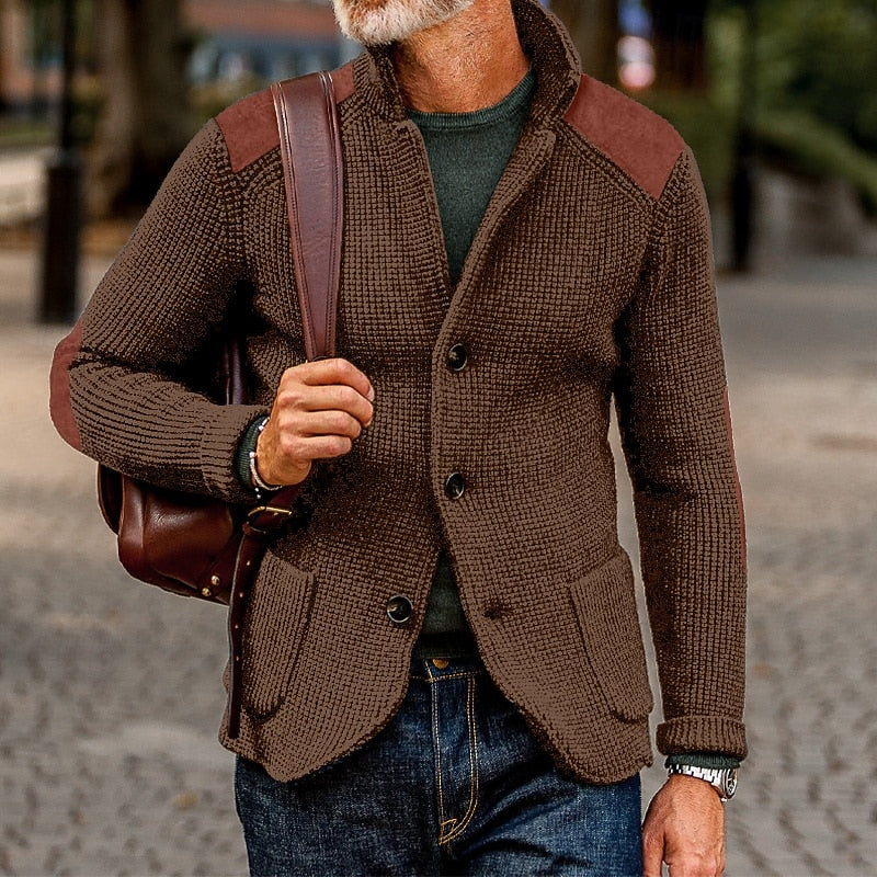 Warwick | Men's Knit Cardigan with Elbow Patches