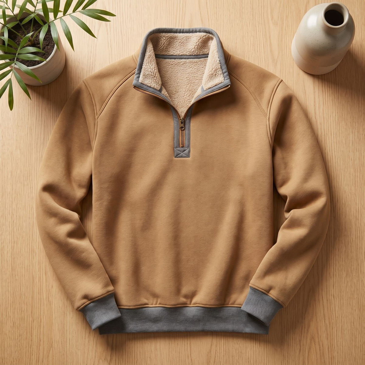 Dravick | Men's Quarter-Zip Fleece-Lined Pullover Sweater