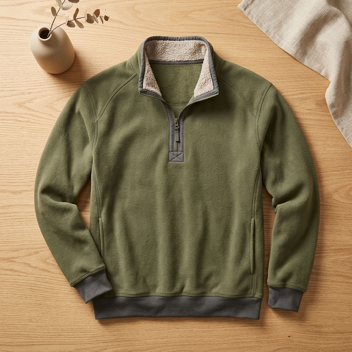 Dravick | Men's Quarter-Zip Fleece-Lined Pullover Sweater