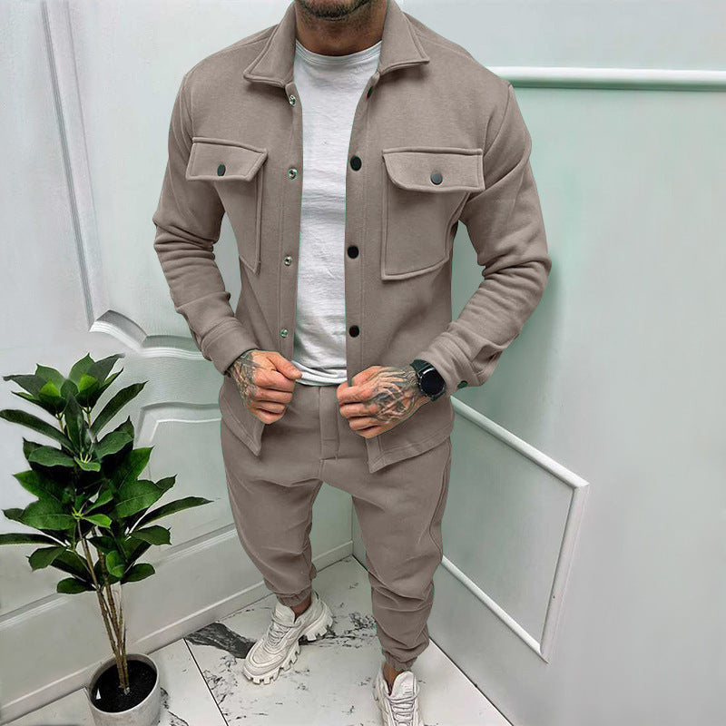 Drevon | Men's 2 Piece Button-Up Tracksuit Set