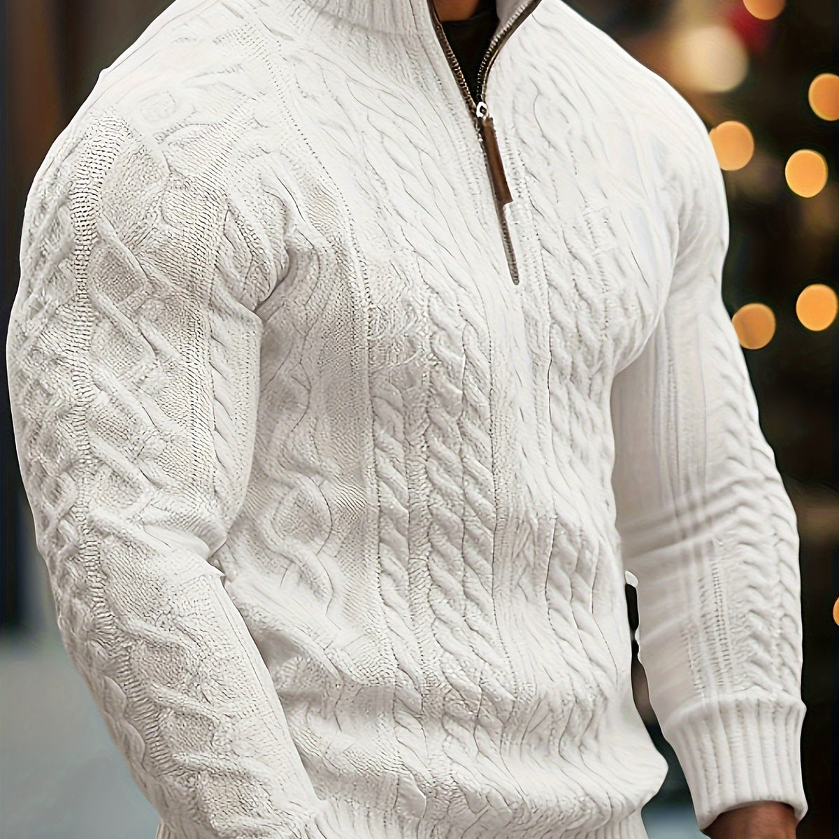 Halvorn | Men's Cable Knit Half-Zip Sweater