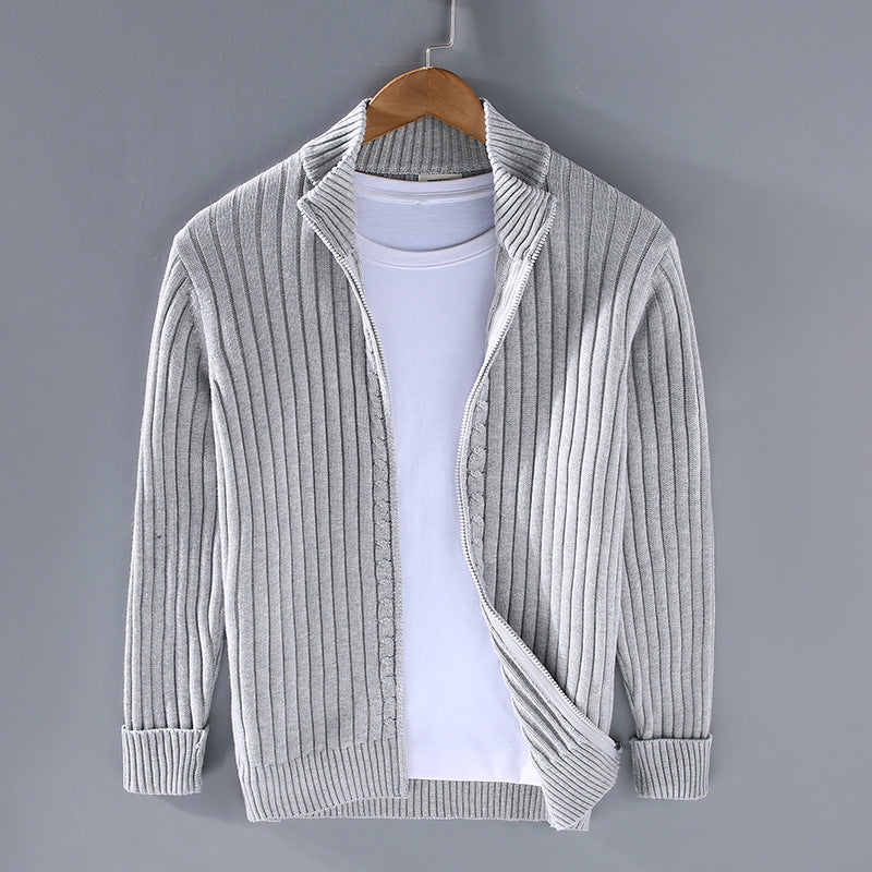 Lennox | Men's Zip-Up Ribbed Knit Cardigan