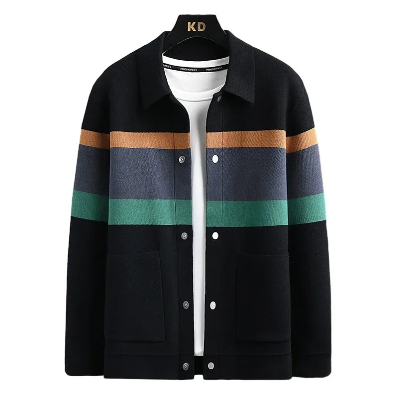 Renwick | Men's Striped Snap Button Cardigan Jacket