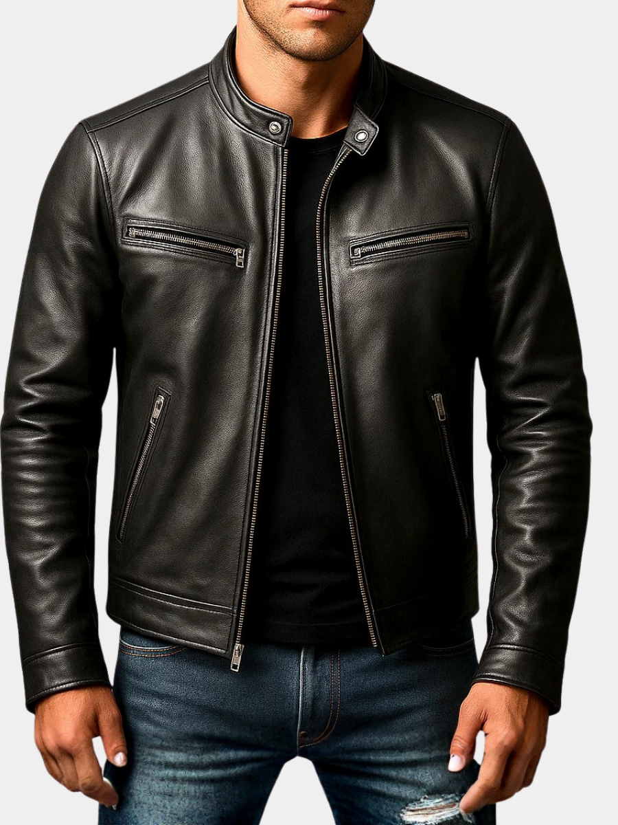 Theron | Men's Leather Biker Jacket