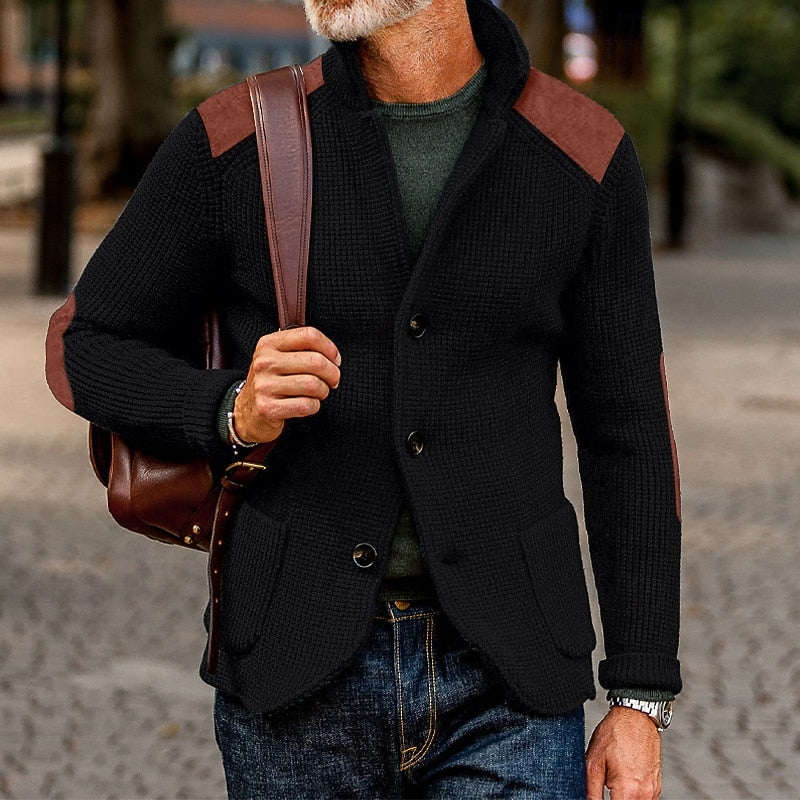 Warwick | Men's Knit Cardigan with Elbow Patches